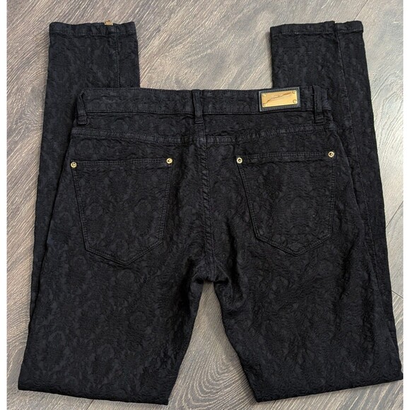 ZARA Women's Premium Black Denim Skinny Jeans Lace Pattern Size 4 with 28 Inseam - Picture 2 of 4